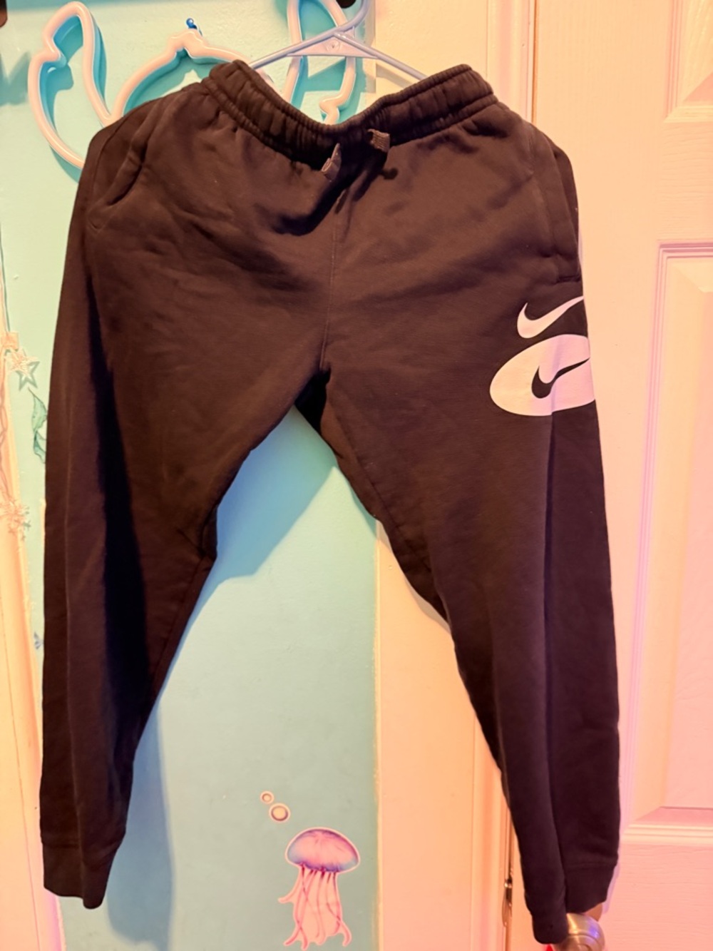 Nike Black Jogger Sweatpants with White Swoosh